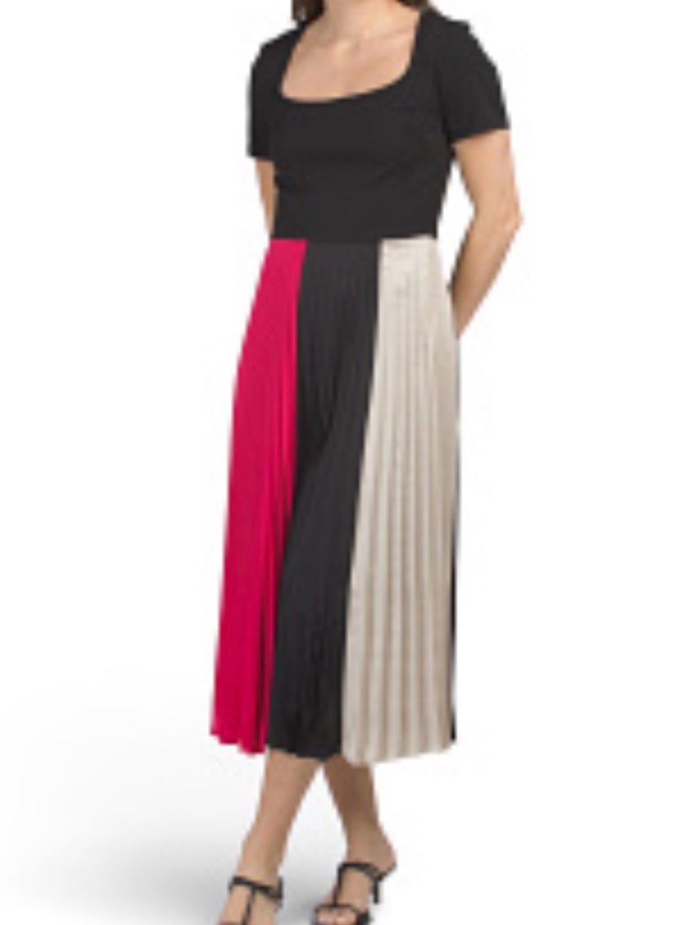 KARL LEGERFELD PARIS WOMEN'S COLORBLOCKED PLEATED DRESS